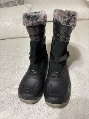 North Face Women's Black Winter Snow Boots with Faux Fur Trim Size 8